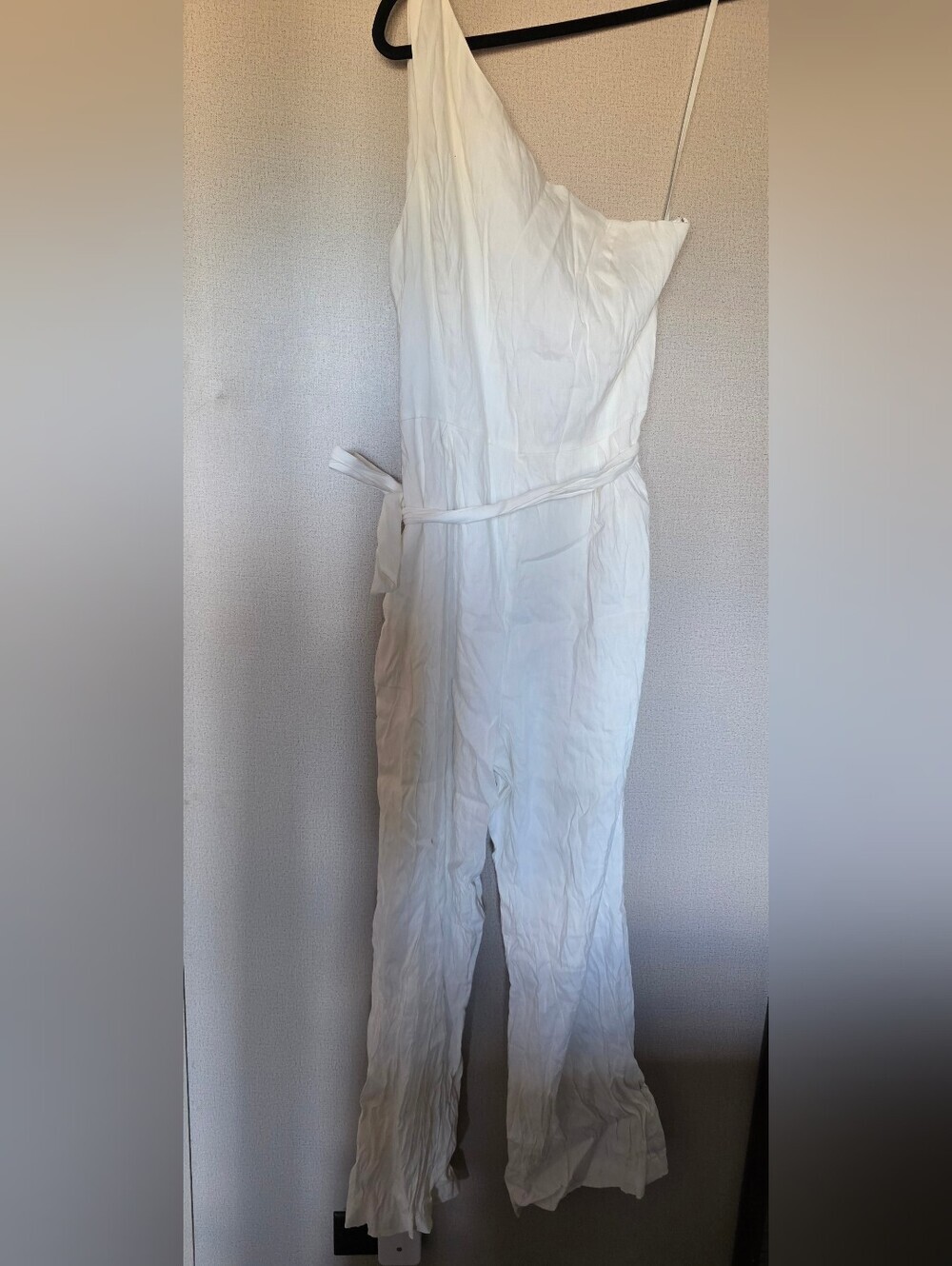 ANTONIO MELANI White Strapless One-Shoulder Jumpsuit with Waist Tie